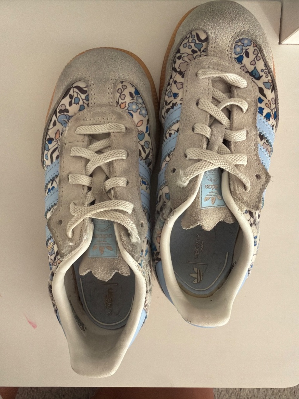 Adidas x Liberty London Samba Kids Floral Blue Suede Gum Sole Sneakers 10K - Picture 6 of 6